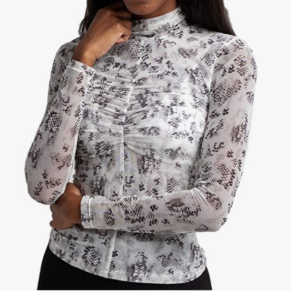 West Of Melrose Snake Me On Long Sleeve Mesh Top Tee